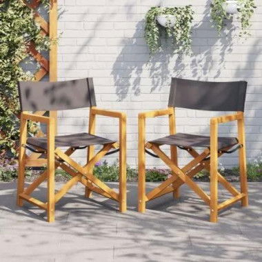 Folding Director Chairs 2 pcsÂ Dark Grey Fabric