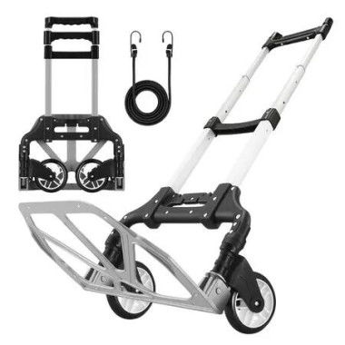 Folding Dolly Hand Truck Utility Luggage Cart Shopping Trolley Collapsible Foldable Telescopic Handle Moving Grocery Office Camping Portable Wheels