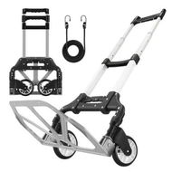 Detailed information about the product Folding Dolly Hand Truck Utility Luggage Cart Shopping Trolley Collapsible Foldable Telescopic Handle Moving Grocery Office Camping Portable Wheels