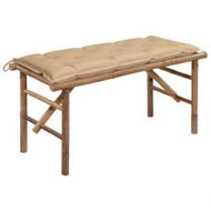 Detailed information about the product Folding Garden Bench with Cushion 118 cm Bamboo