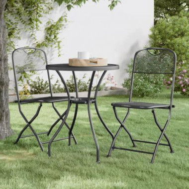 Folding Garden Chairs 2 Pcs Expanded Metal Mesh Anthracite