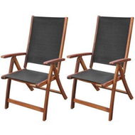 Detailed information about the product Folding Garden Chairs 2 Pcs Solid Acacia Wood And Textilene