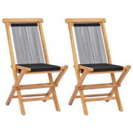 Detailed information about the product Folding Garden Chairs 2 Pcs Solid Teak Wood And Rope