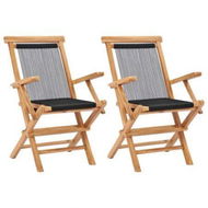 Detailed information about the product Folding Garden Chairs 2 Pcs Solid Teak Wood And Rope