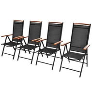 Detailed information about the product Folding Garden Chairs 4 Pcs Aluminium And Textilene Black