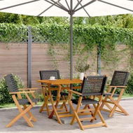 Detailed information about the product Folding Garden Chairs 4 pcs Black Poly Rattan and Solid Wood
