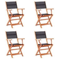 Detailed information about the product Folding Garden Chairs 4 Pcs Black Solid Eucalyptus Wood And Textilene