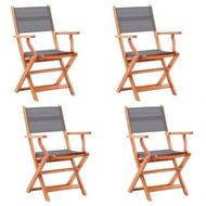 Detailed information about the product Folding Garden Chairs 4 Pcs Grey Solid Eucalyptus Wood And Textilene