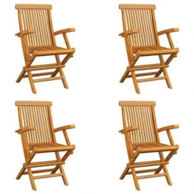 Folding Garden Chairs 4 pcs Solid Teak Wood