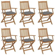 Detailed information about the product Folding Garden Chairs 6 pcs with Cushions Solid Acacia Wood