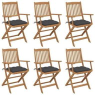 Detailed information about the product Folding Garden Chairs 6 pcs with Cushions Solid Acacia Wood