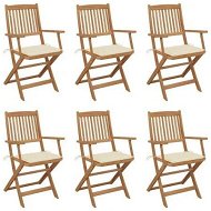 Detailed information about the product Folding Garden Chairs 6 pcs with Cushions Solid Wood Acacia