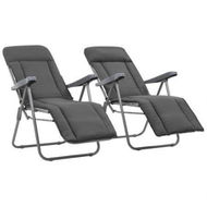 Detailed information about the product Folding Garden Chairs With Cushions 2 Pcs Grey