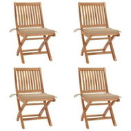 Detailed information about the product Folding Garden Chairs with Cushions 4 pcs Solid Teak Wood