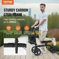 Detailed information about the product Folding Knee Scooter Carbon Steel Steerable Knee Walker with Height-Adjustable Handlebar & Knee Pad All-Terrain Solid Wheels Dual Brakes Leg Recovery