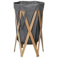 Detailed information about the product Folding Laundry Basket Grey Wood And Fabric