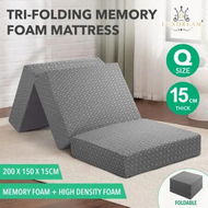 Detailed information about the product Folding Mattress Queen Size Memory Foam Floor Cushion Portable Trifold Sofa Bed Couch Sleeping Camping Travel Mat Extra Thick 15cm Removable Cover