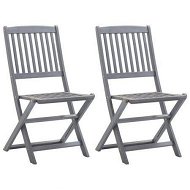 Detailed information about the product Folding Outdoor Chairs 2 Pcs Solid Acacia Wood
