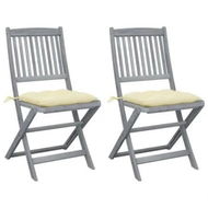 Detailed information about the product Folding Outdoor Chairs 2 pcs with Cushions Solid Acacia Wood