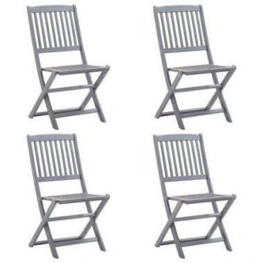 Folding Outdoor Chairs 4 Pcs Solid Acacia Wood