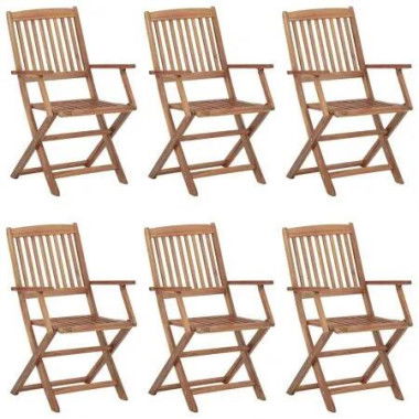 Folding Outdoor Chairs 6 pcs Solid Acacia Wood