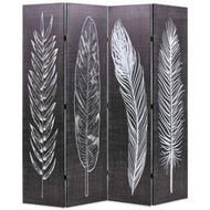 Detailed information about the product Folding Room Divider 160x170 Cm Feathers Black And White