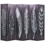 Detailed information about the product Folding Room Divider 228x170 Cm Feathers Black And White