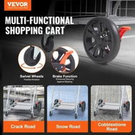 Detailed information about the product Folding Shopping Cart 110 lbs Max Load Capacity Grocery Utility Cart with Rolling Swivel Wheels Heavy Duty Foldable Laundry Basket Trolley Compact