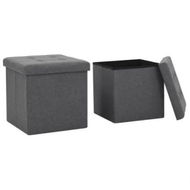 Detailed information about the product Folding Storage Stools 2 pcs Dark Grey Faux Linen