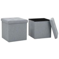 Detailed information about the product Folding Storage Stools 2 pcs Light Grey Faux Linen