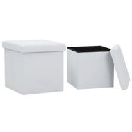 Detailed information about the product Folding Storage Stools 2 pcs White Faux Leather