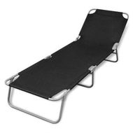 Detailed information about the product Folding Sun Lounger Powder-coated Steel Black