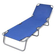 Detailed information about the product Folding Sun Lounger Powder-coated Steel Blue