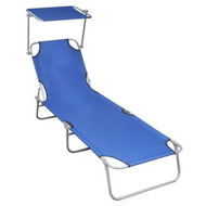 Detailed information about the product Folding Sun Lounger with Canopy Blue Aluminium