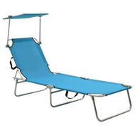 Detailed information about the product Folding Sun Lounger with Canopy Blue Aluminium