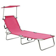 Detailed information about the product Folding Sun Lounger with Canopy Pink Aluminium