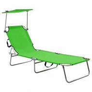 Detailed information about the product Folding Sun Lounger With Canopy Steel Apple Green