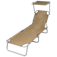 Detailed information about the product Folding Sun Lounger With Canopy Steel Taupe