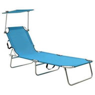 Detailed information about the product Folding Sun Lounger With Canopy Steel Turquoise And Blue