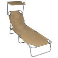 Detailed information about the product Folding Sun Lounger with Canopy Taupe Aluminium