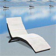 Detailed information about the product Folding Sun Lounger With Cushion Poly Rattan Black