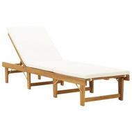 Detailed information about the product Folding Sun Lounger With Cushion Solid Acacia Wood