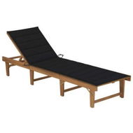 Detailed information about the product Folding Sun Lounger With Cushion Solid Acacia Wood