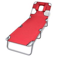 Detailed information about the product Folding Sun Lounger With Head Cushion Powder-coated Steel Red