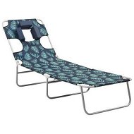 Detailed information about the product Folding Sun Lounger with Head Cushion Steel Leaves Print