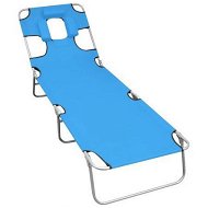 Detailed information about the product Folding Sun Lounger with Head Cushion Steel Turqoise Blue