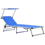 Detailed information about the product Folding Sun Lounger With Roof Aluminium And Textilene Blue