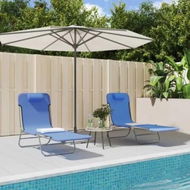 Detailed information about the product Folding Sun Loungers 2 pcs Blue Textilene and Steel