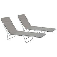 Detailed information about the product Folding Sun Loungers 2 Pcs Steel And Fabric Grey