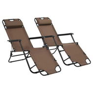 Detailed information about the product Folding Sun Loungers 2 Pcs With Footrests Steel Brown